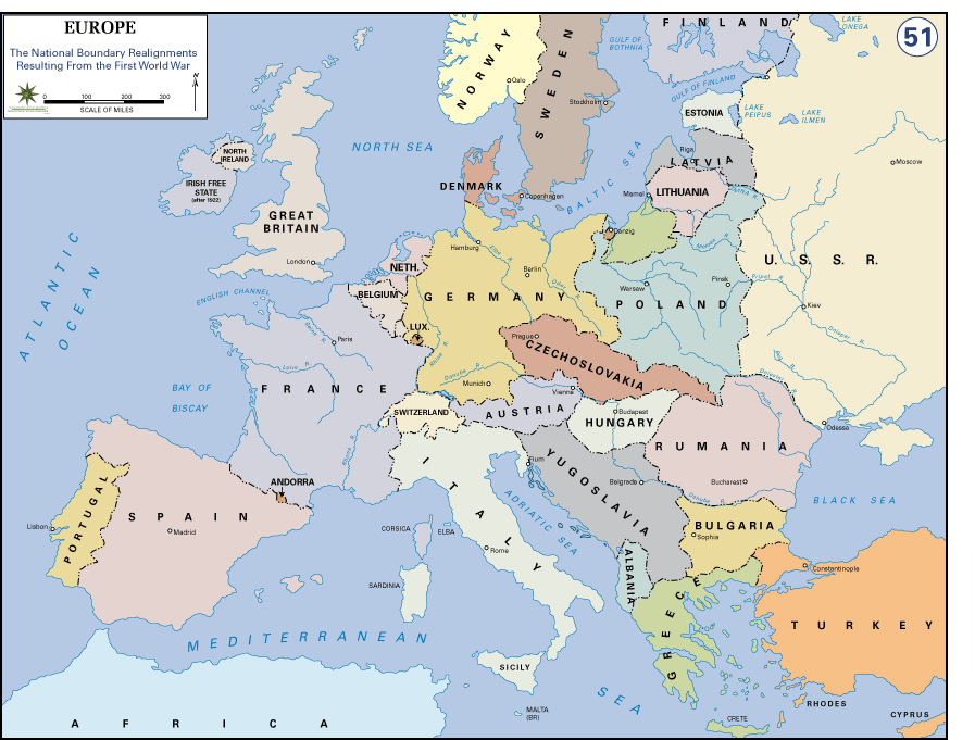 map of europe countries only. Map–Europe after Versailles